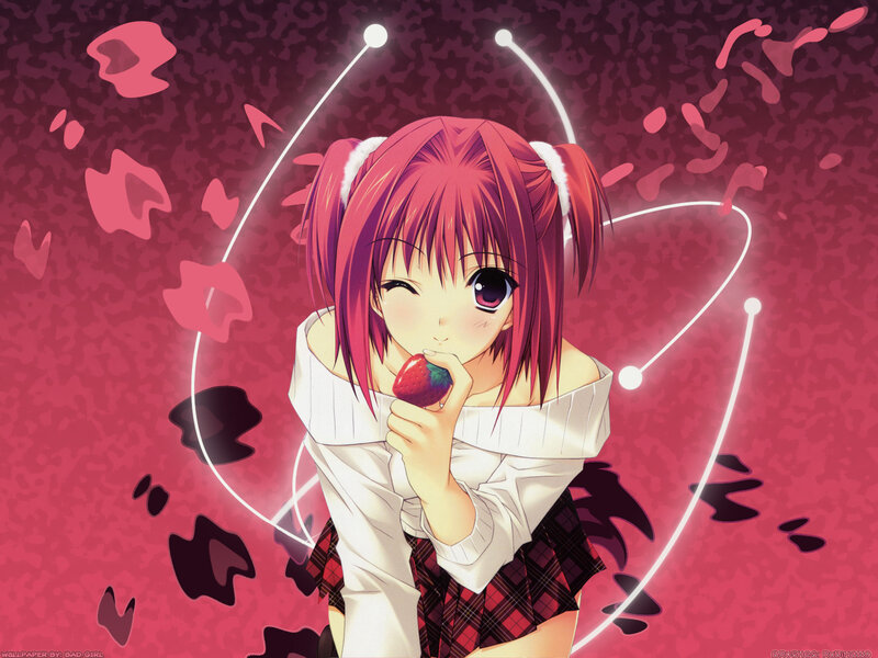 Anime girl with strawberry