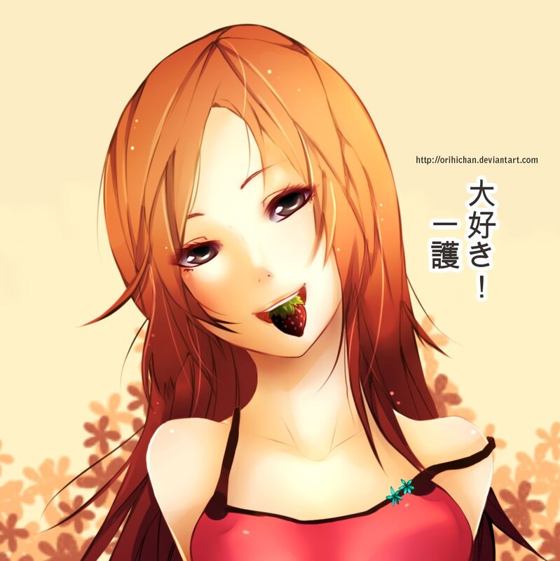 Anime girl with strawberry