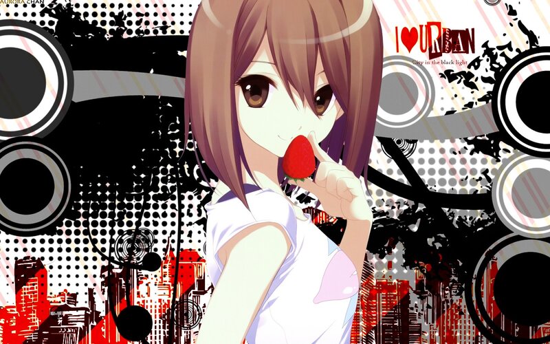 anime girl with strawberry