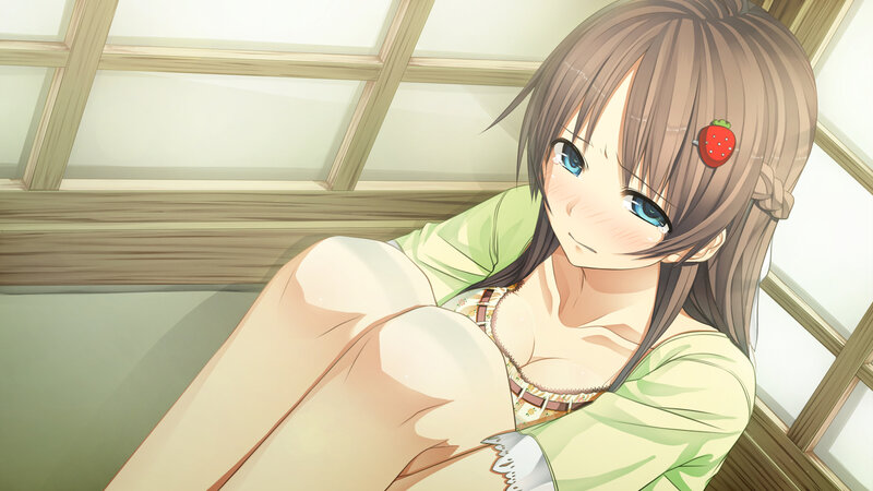 Anime Girl with Strawberry — Brown, Calm