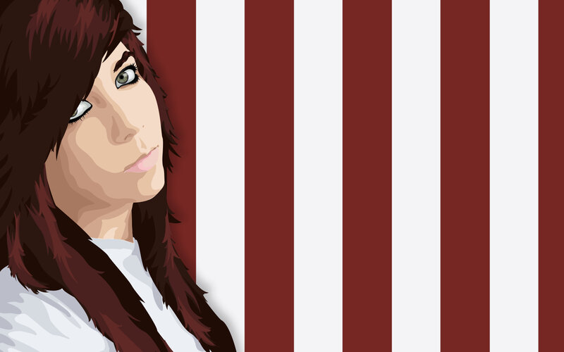 anime girl with striped background
