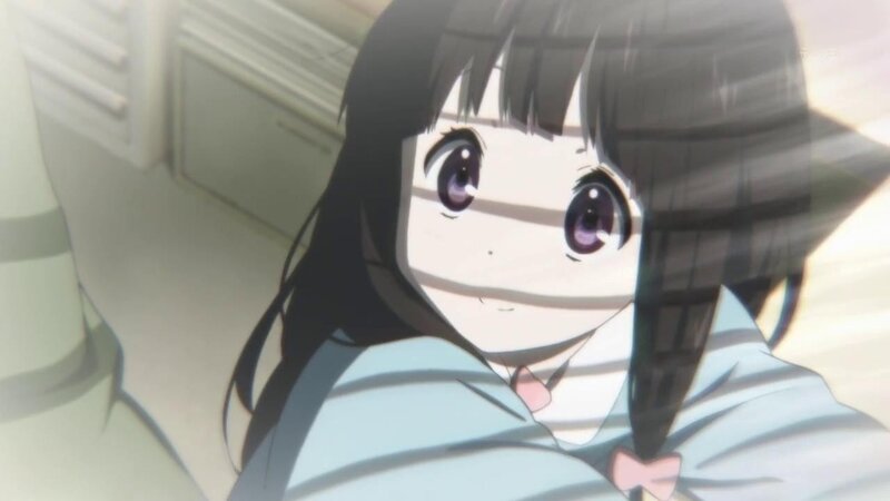 anime girl with striped shadows