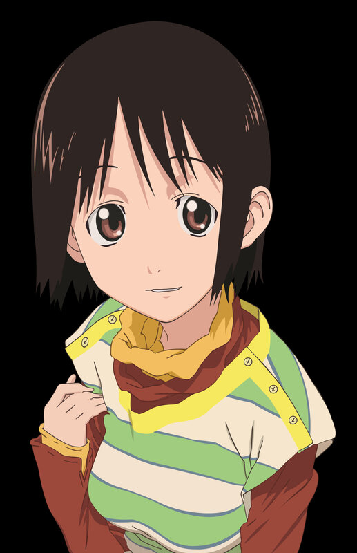anime girl with striped shirt