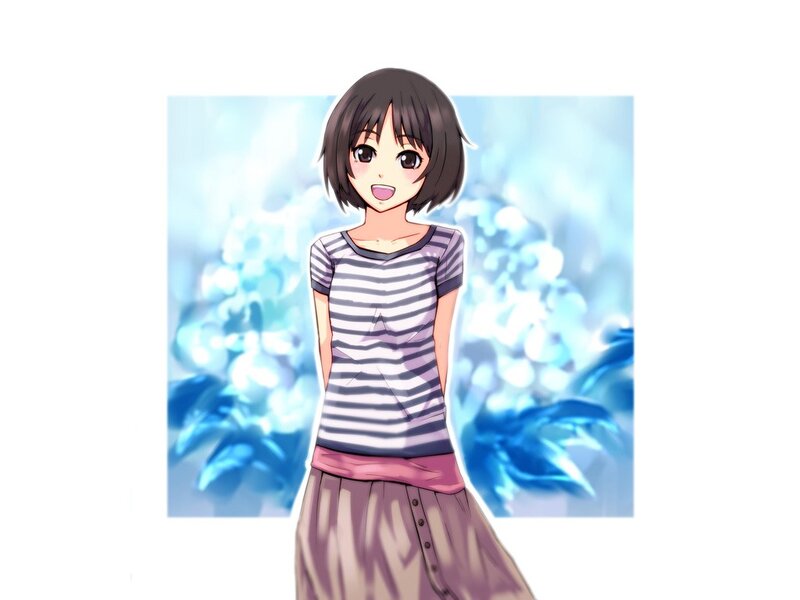 anime girl with striped shirt