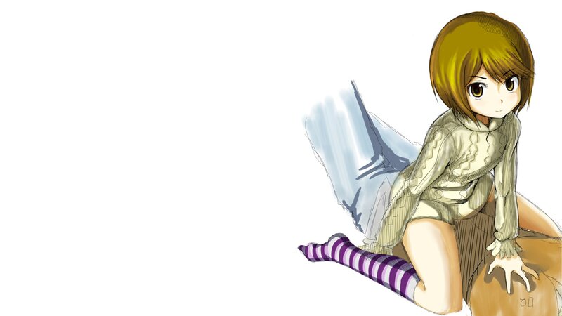 anime girl with striped socks