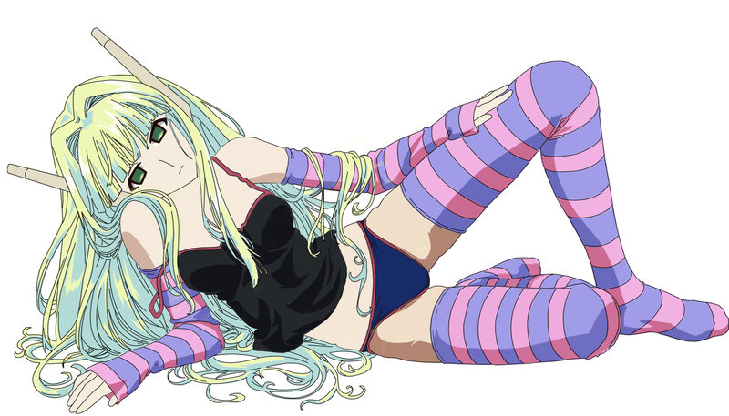 anime girl with striped socks