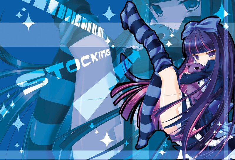 anime girl with striped stockings