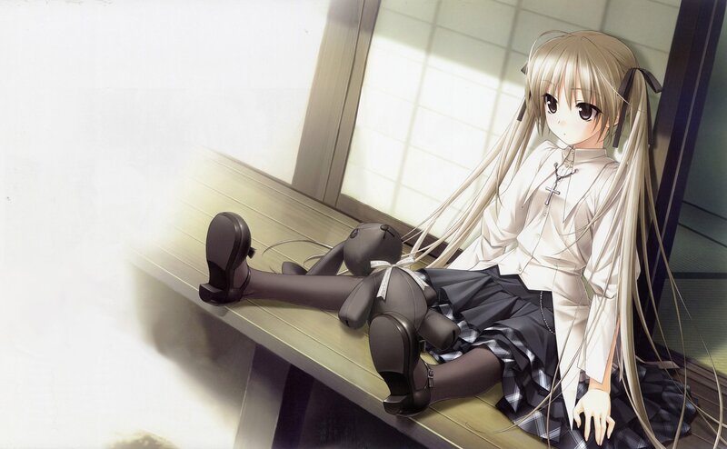 anime girl with stuffed animal