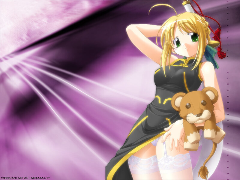 anime girl with stuffed animal
