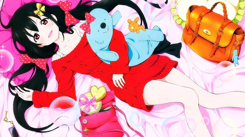 Anime Girl with Stuffed Animal — Pink