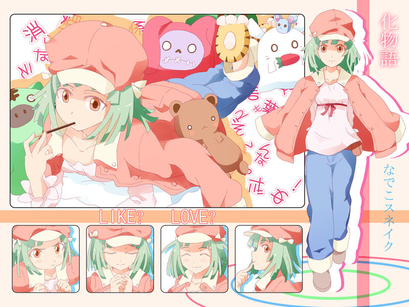 Anime girl with stuffed animals