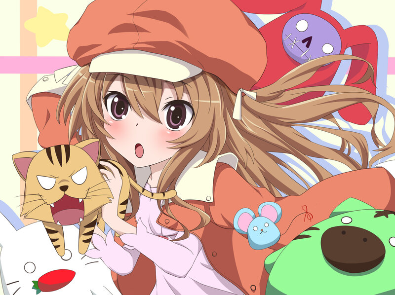 Anime Girl with Stuffed Animals — Brown