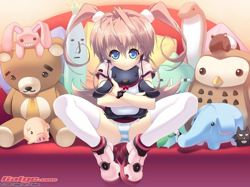 Anime Girl with Stuffed Animals — Pink, Playful, Digital Art, Stuffed Animals