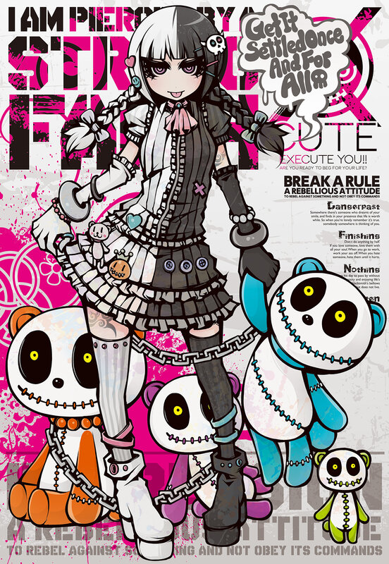 Anime Girl with Stuffed Animals — Pink, Rebellious