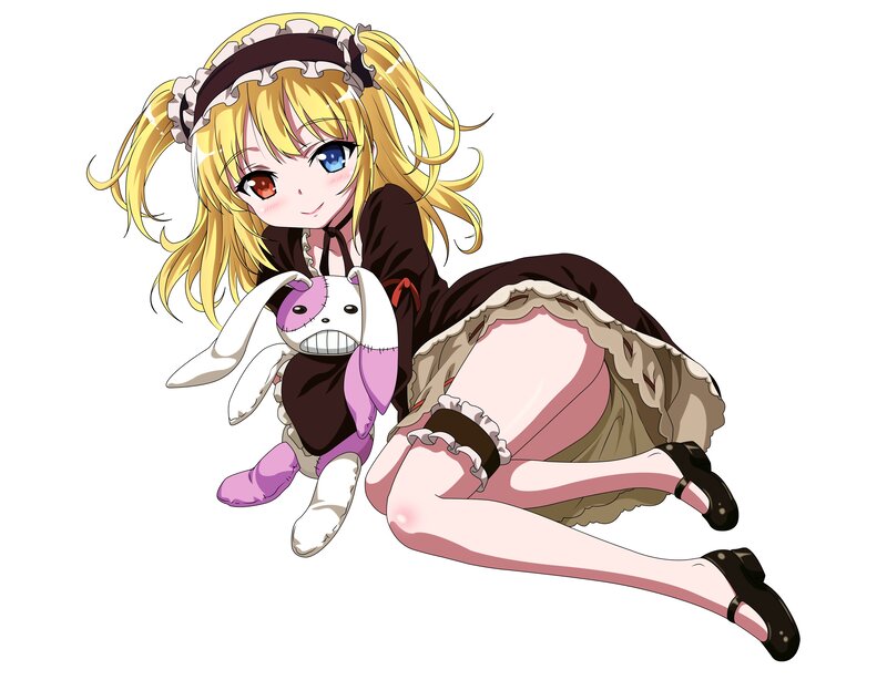 anime girl with stuffed rabbit