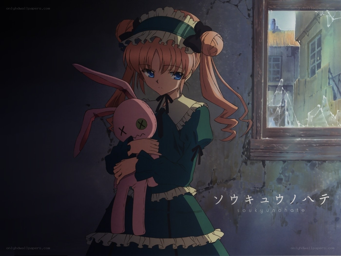 Anime girl with stuffed rabbit