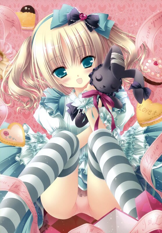 anime girl with stuffed toy