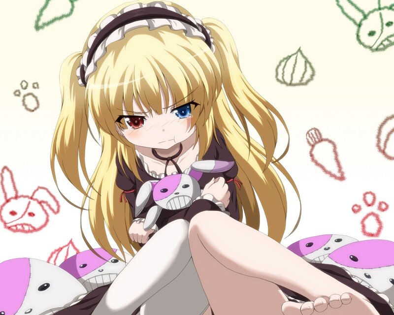 anime girl with stuffed toy