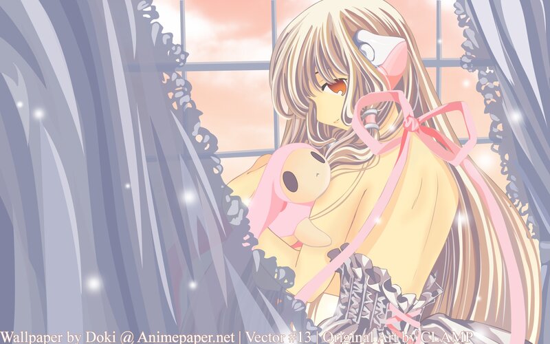 anime girl with stuffed toy