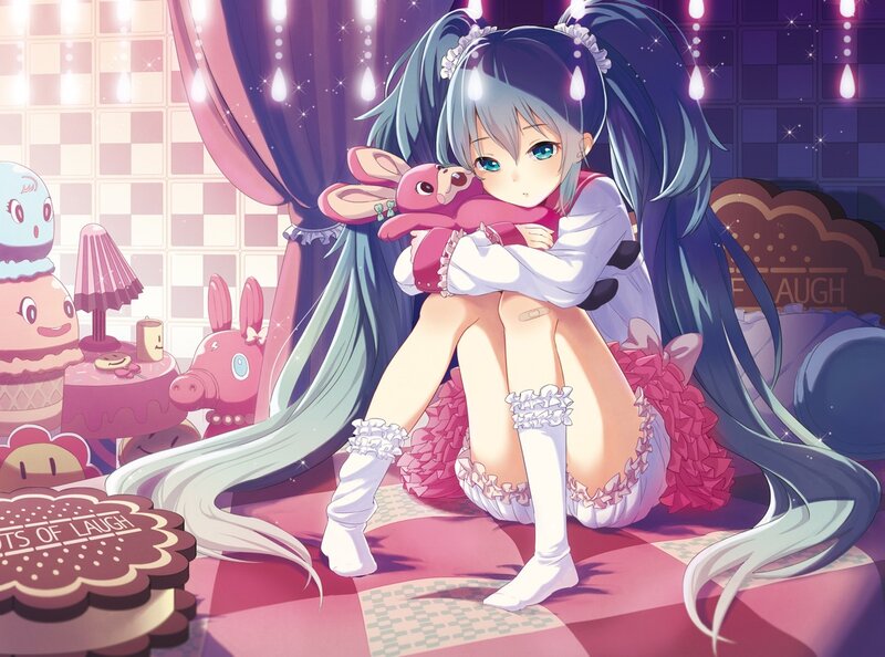 Anime girl with stuffed toy