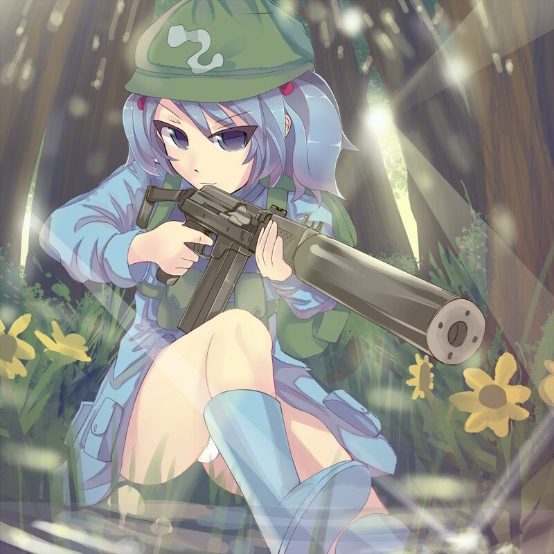 Anime girl with submachine gun