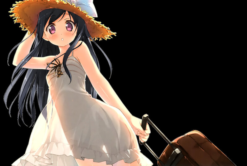 anime girl with suitcase