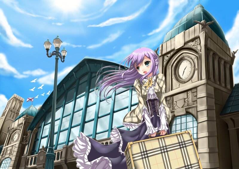 anime girl with suitcase