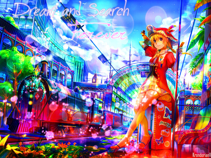 Anime Girl with Suitcase — Blue