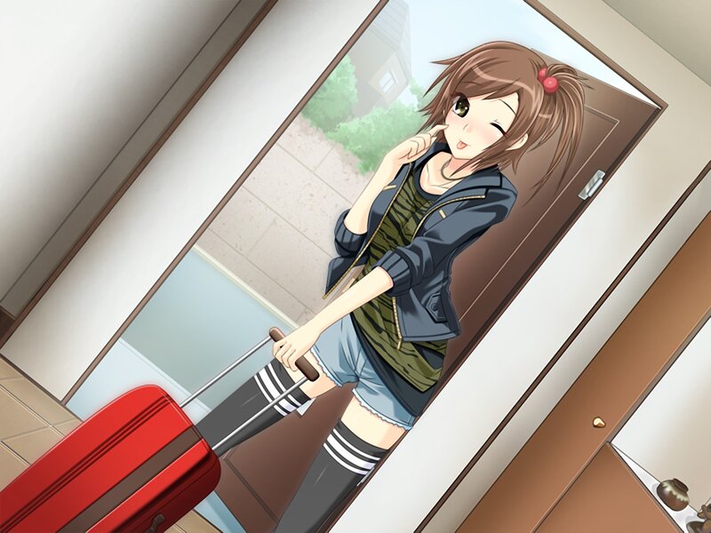 Anime Girl with Suitcase — Brown