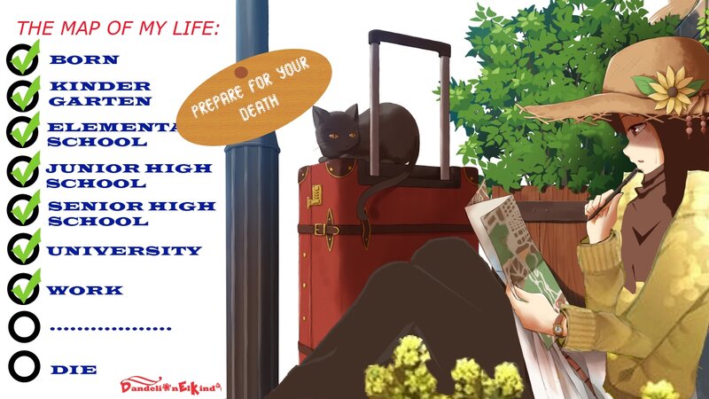 Anime Girl with Suitcase — Green, Contemplative