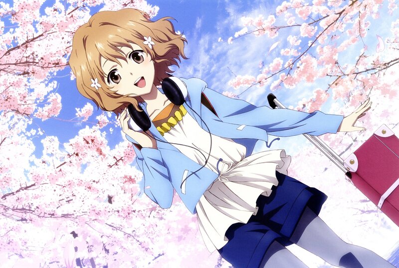 Anime Girl with Suitcase — Pink, Cheerful, Spring
