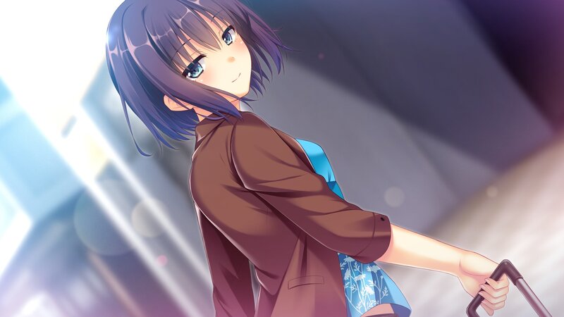 Anime Girl with Suitcase — Purple, Calm, Backpack