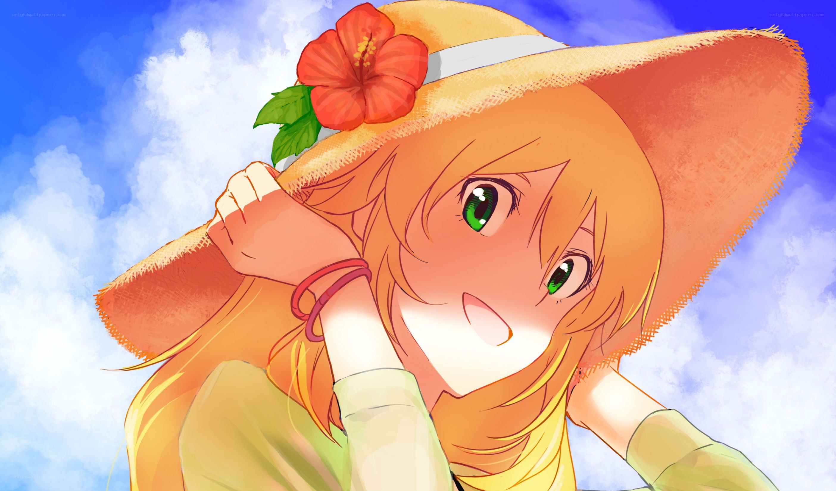 anime girl with sun hat