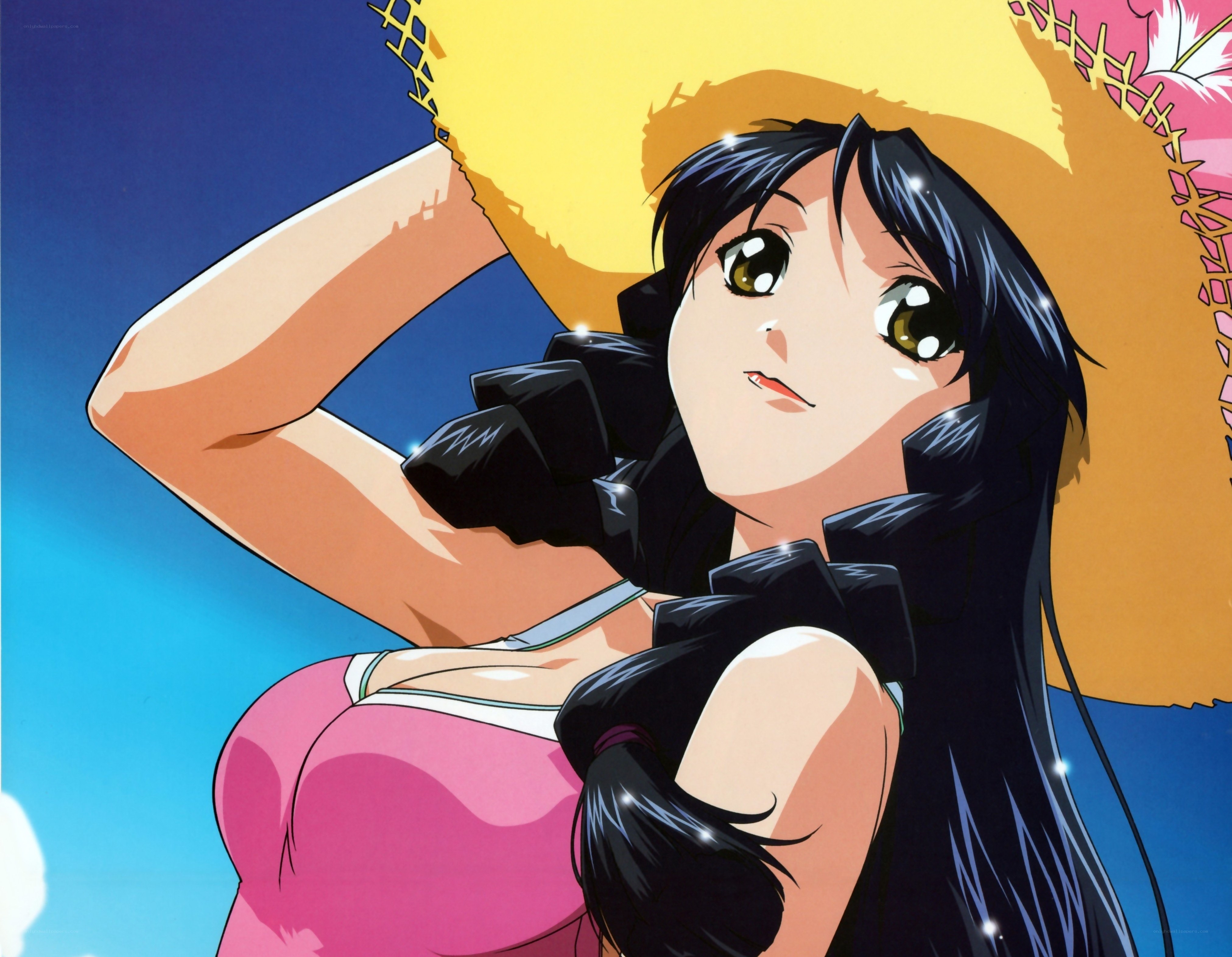 anime girl with sun hat
