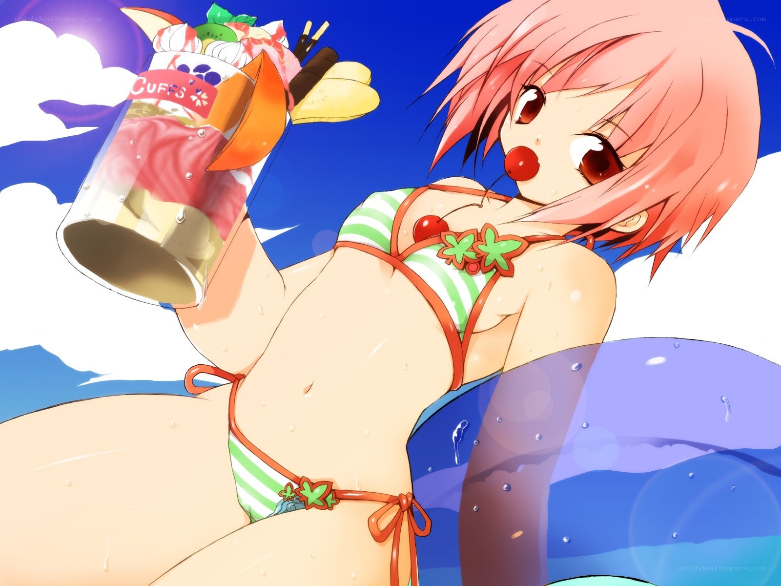 anime girl with sundae