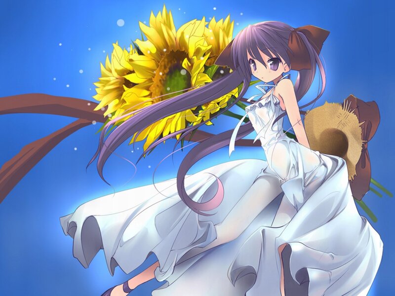 Anime girl with sunflower