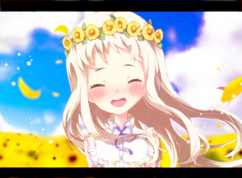 Anime girl with sunflower crown