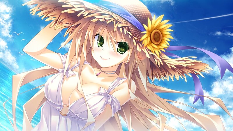 Anime girl with sunflower hat
