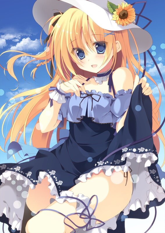 Anime girl with sunflower hat