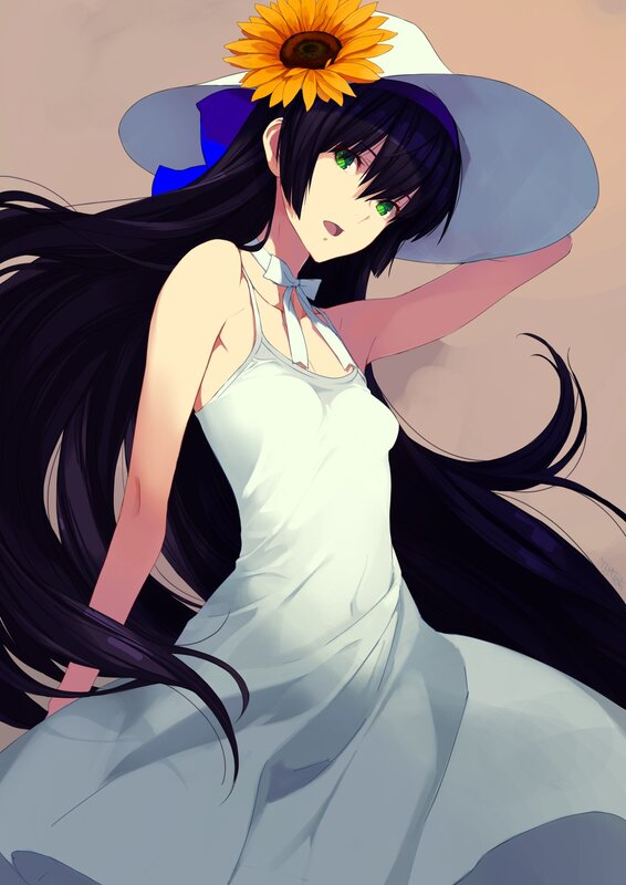 anime girl with sunflower hat