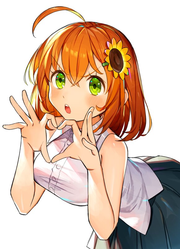 Anime Girl with Sunflower — Orange