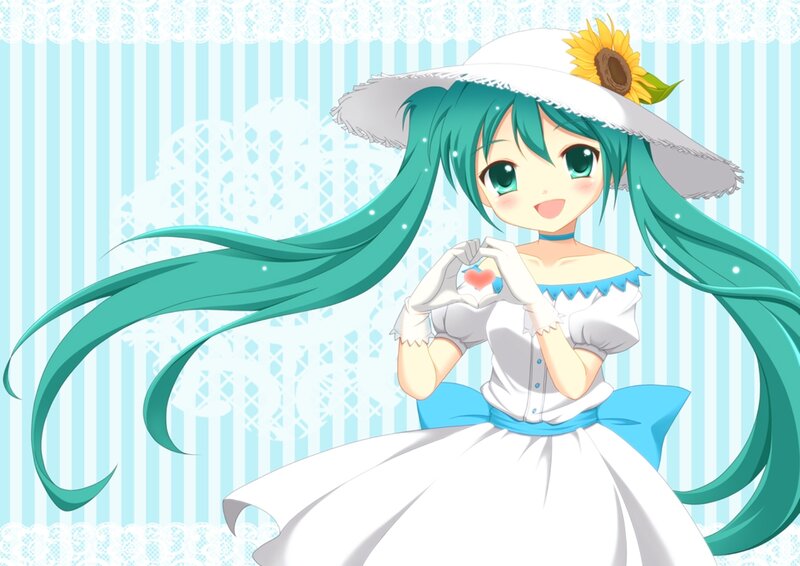 Anime Girl with Sunflower — White