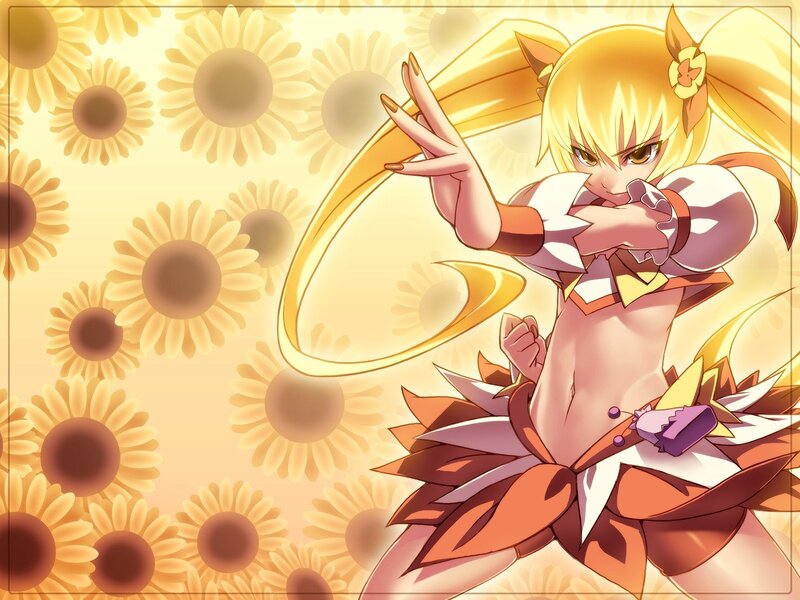 anime girl with sunflowers