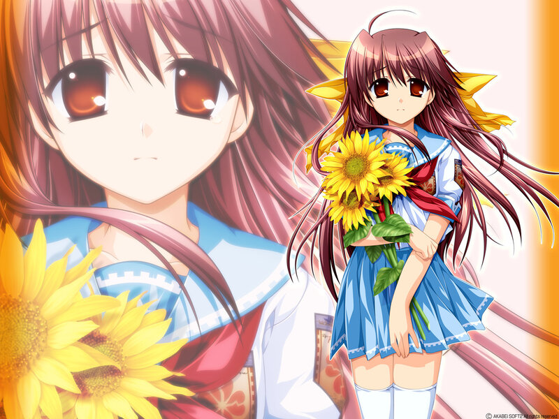 Anime girl with sunflowers