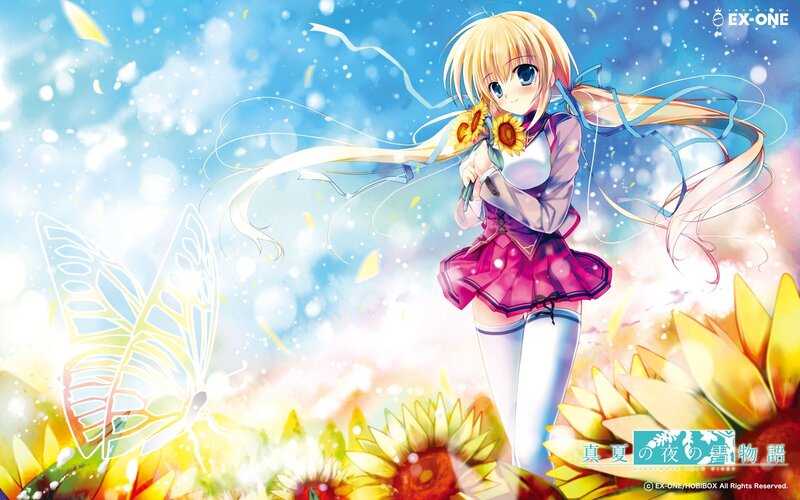 Anime girl with sunflowers