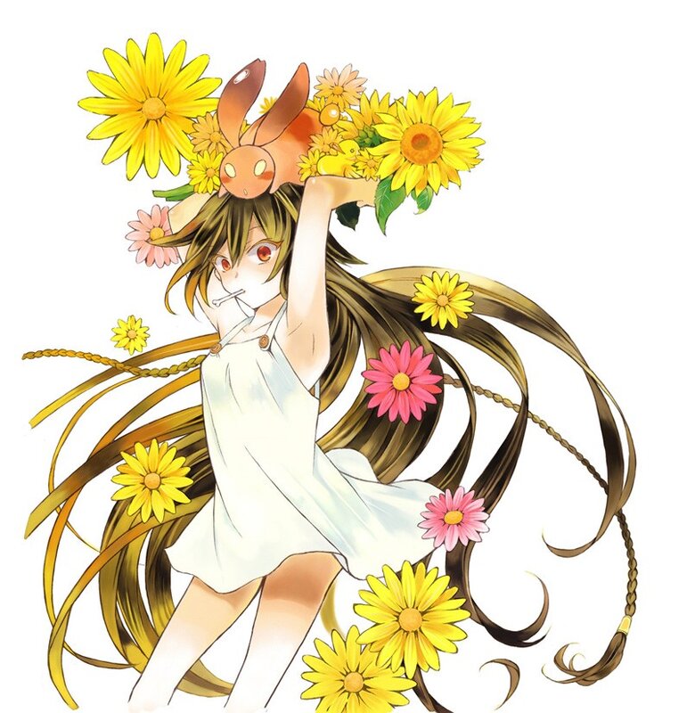 Anime girl with sunflowers