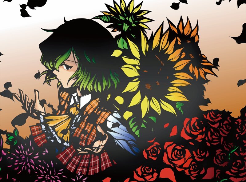 anime girl with sunflowers