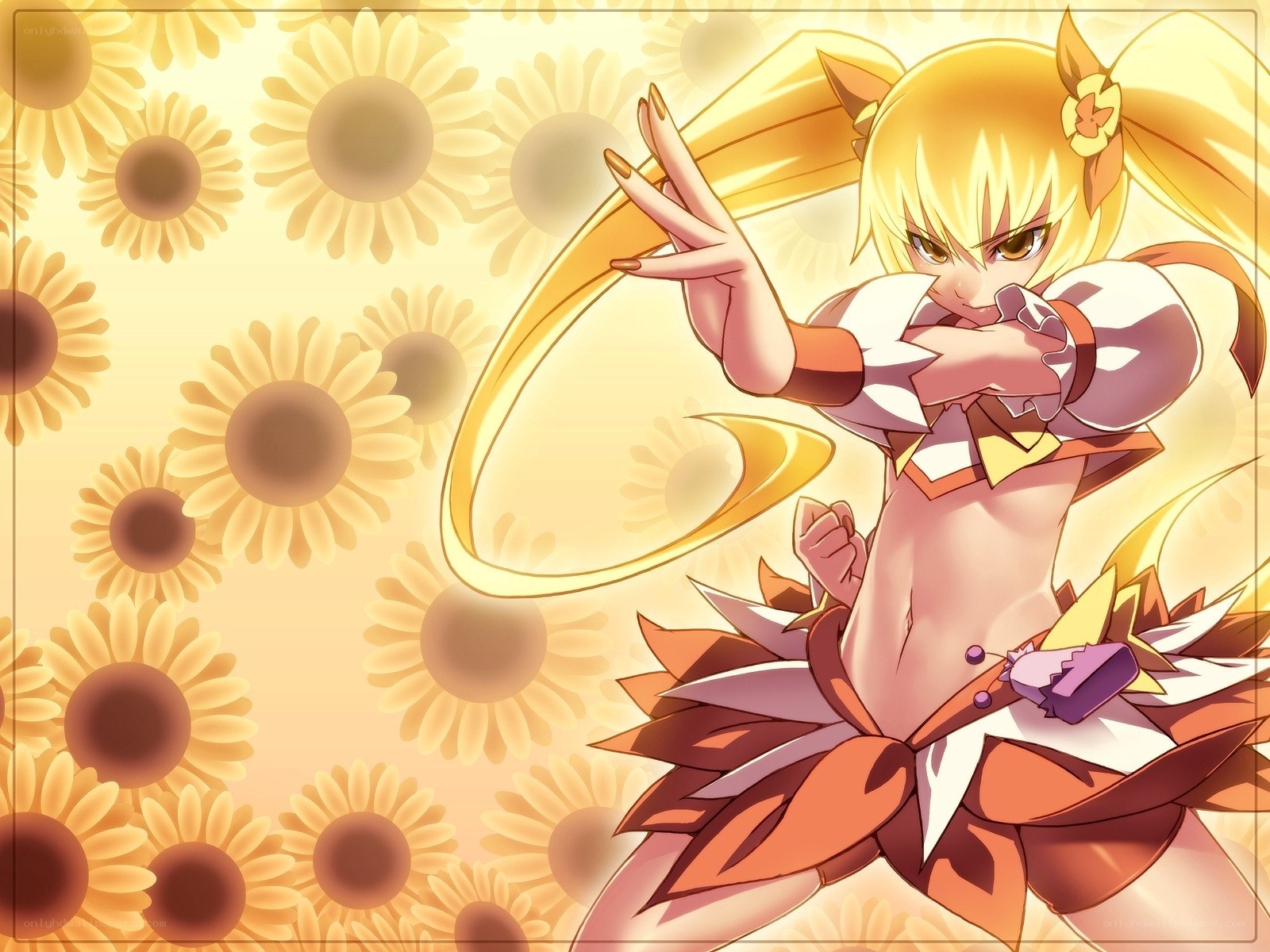 Anime girl with sunflowers