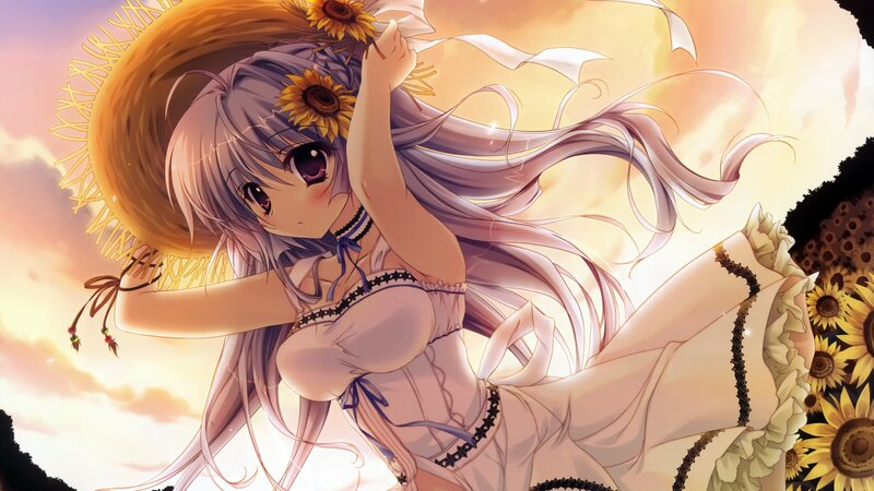 Anime girl with sunflowers