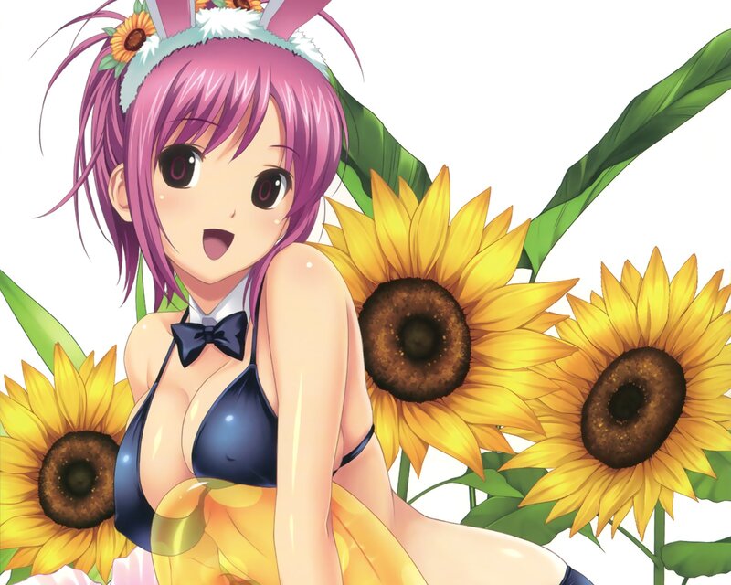 Anime girl with sunflowers